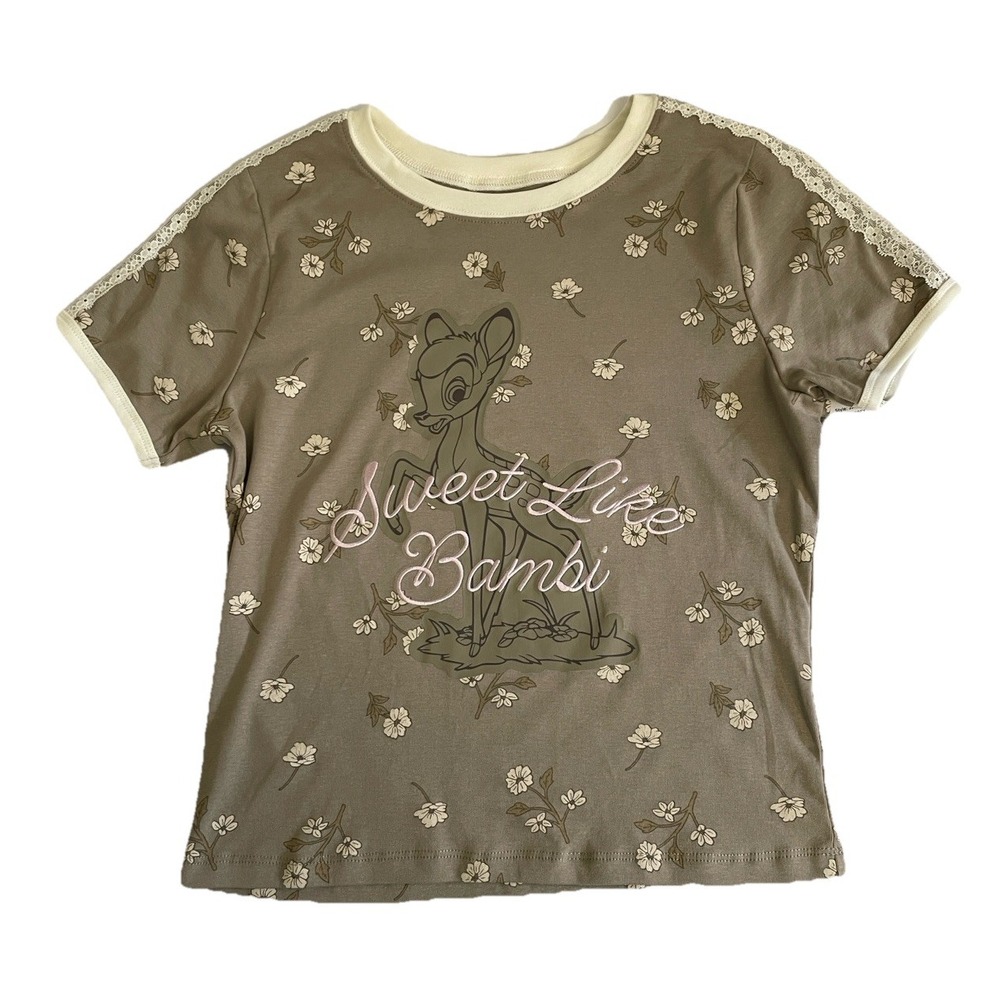 Disney Bambi Floral Graphic Tee Womens Medium